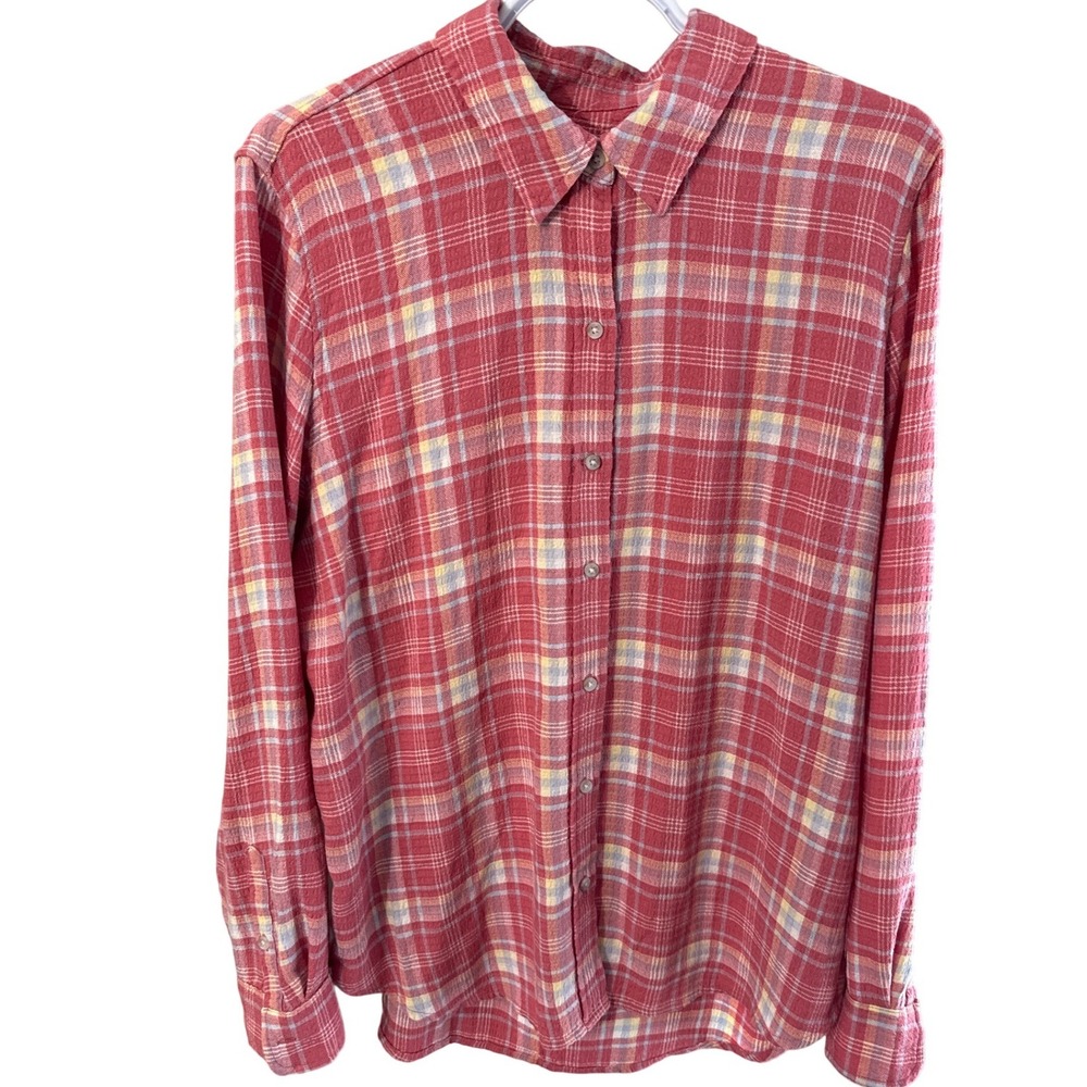 Universal Thread Womens Red Plaid Button Down Shirt Relaxed Fit Medium M